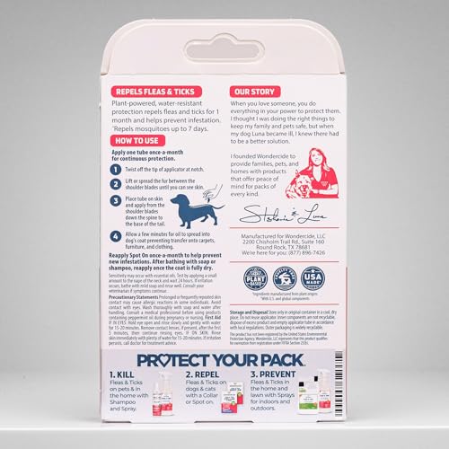 Wondercide - Flea & Tick Dog Spot On - Flea, Tick, and Mosquito Repellent, Prevention for Dogs with Natural Essential Oils...