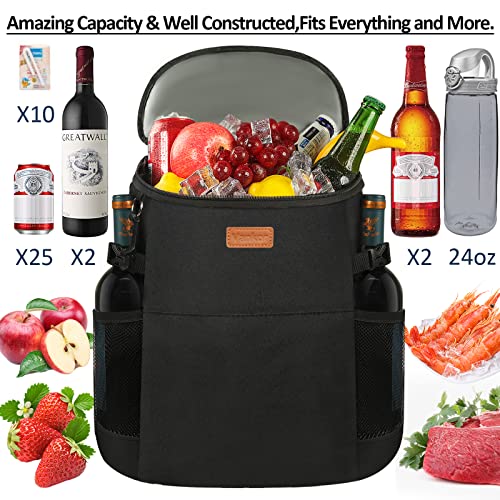 Camping Cooler Backpack 30 45 Cans, Soft Backpack Coolers Insulated Leak Proof Travel Cooler Bag Waterproof Lunch Picnic B...