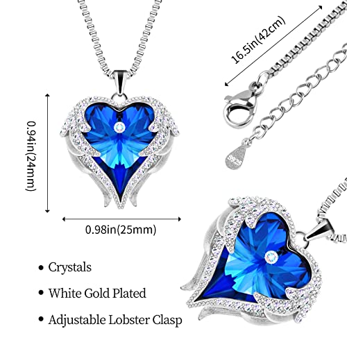 JLQPTX Preserved Real Blue Rose with Heart Necklace Gift Set for Women. Romantic Gifts for Girlfriend Mom on Christmas.For...