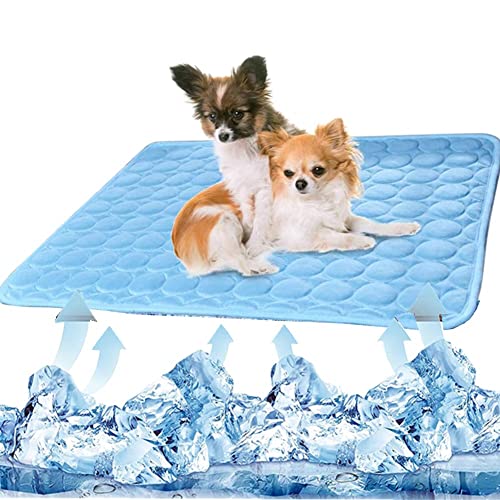 OUKEYI Cooling Mat Pad for Dogs Cats Ice Silk Mat Cooling Blanket Cushion for Kennel/Sofa/Bed/Floor/Car Seats Cooling for ...