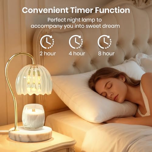 TUOTGOYEZ Candle Warmer Lamp with Timer, Electric Candle Warmer with 2 Bulbs for Scented Candles, Dimmable Wax Melt Warmer...