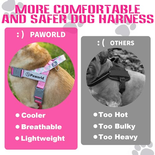 Paworld Service Dog Harness and Leash Set, No-Pull Service Dog Vest with 4 PCS Reflective Patches, Dog Vest Harness with H...