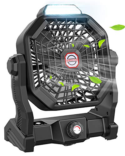 JINLICTE Portable Camping Fan, Rechargeable Battery Powered Tent Fans for Camp Hanging, [8-36Hrs Runtime], 9 Inch, Steples...