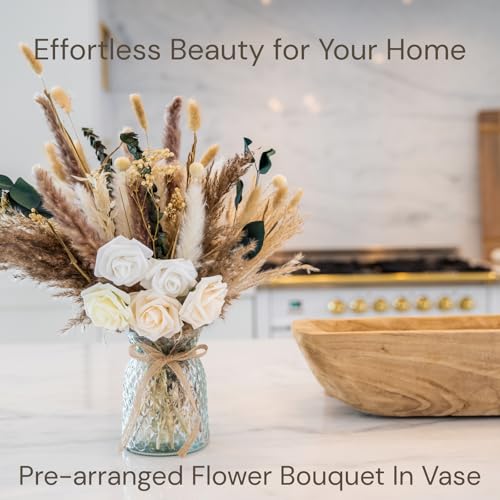 100pcs Artificial Flowers Arrangement With Vase Included, Dining Table Centerpiece Decorations, Fake Flowers in Vase, Drie...