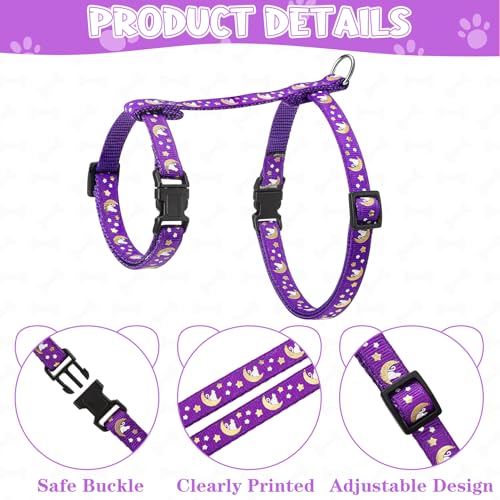 Guiqulai 2 Pack Cat Harness and Leash with Collar Set, Escape Proof Cat Harness Adjustable Kitten Harness Glow in The Dark...