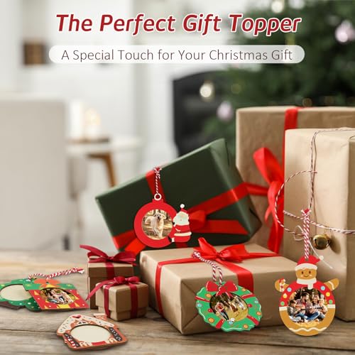 Christmas Wooden Photo Frame Ornaments - Easy to Load, Strong & Cute DIY Picture Frames for Christmas Tree, Perfect Keepsa...