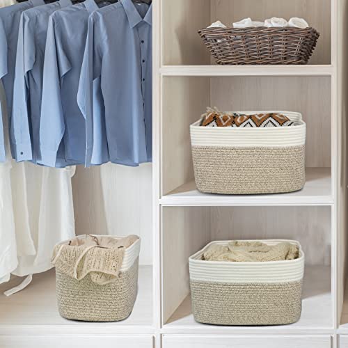 Cotton Rope storage Basket Bins Woven Basket for Organizing Shelves 15X10X9.3" Rectangle Decorative Baskets For storage Cl...