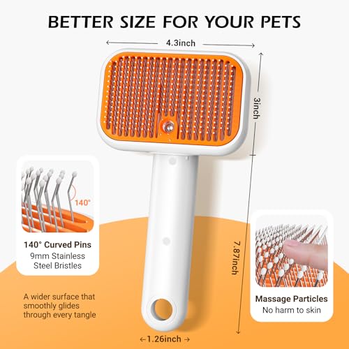3-in-1 Pet Steam Brush: Rechargeable Grooming Tool with Gentle Mist Spray for Shedding Control, Self-Cleaning, 2-Speed, Wa...