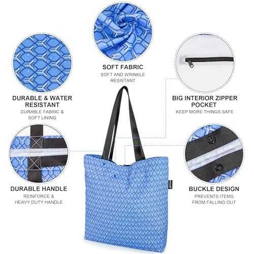 HOLYLUCK Women's Tote Bag with Buckle and Zipper Inner Pocket Reusable Shoulder Bag for Shopping,Beach,Gym