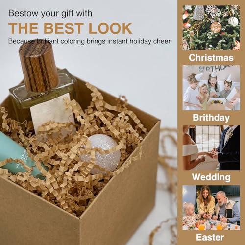 1LB Crinkle Cut Paper Shred Filler for Gift Box Bag and Basket On Holidays (Kraft Brown)