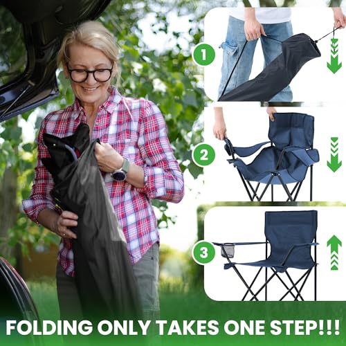 Canpsky 2-Pack Lightweight Portable Camping Chairs, Compact Folding Lawn Chairs with Cup Holder & Carry Bag for Outdoor, B...