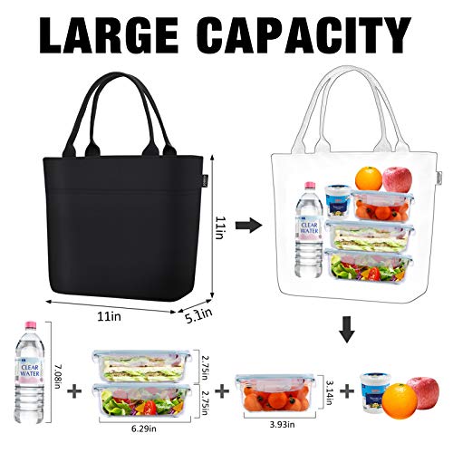 Aosbos Lunch Tote Bag, Insulated Lunch Box for Women, Leakproof Lunch Cooler Purse for Work, Black