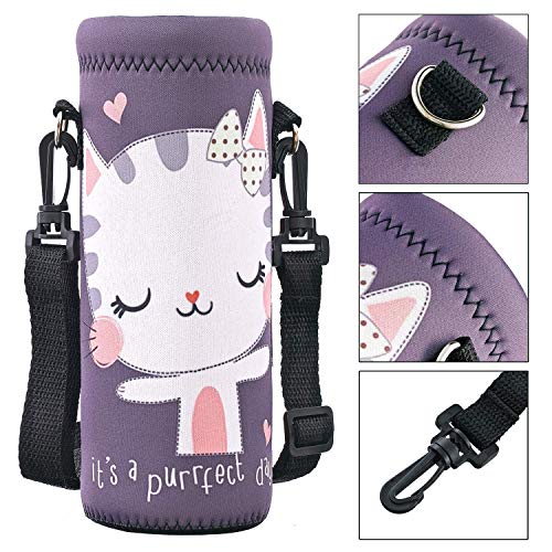 RICHEN Neoprene Water Bottle Carrier Bag with Adjustable Shoulder Strap,Insulated Water Bottle Cover for Stainless Steel/G...