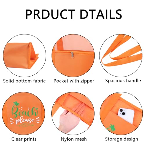 hsmyank Reusable Large Beach Bags With 2 Pockets & Zipper, Lightweight Beach Tote for Poolside, Trip/swim