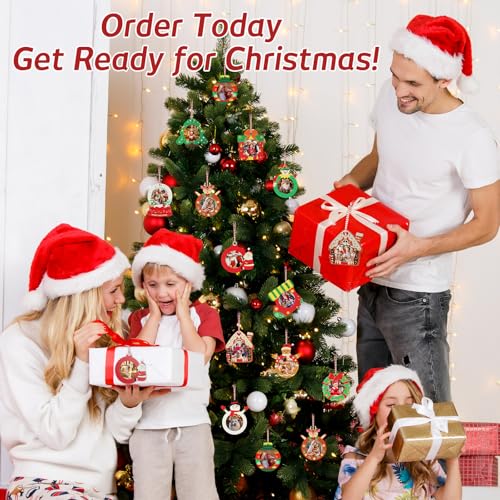 Christmas Wooden Photo Frame Ornaments - Easy to Load, Strong & Cute DIY Picture Frames for Christmas Tree, Perfect Keepsa...