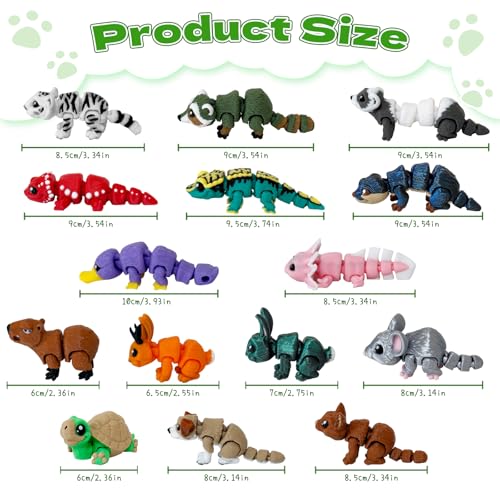 Waaaandefu 16pcs 3D Printed Animal Figures – Articulated Mini Fidget Toys | Poseable 3D Printed Animals, Collectible Desk ...