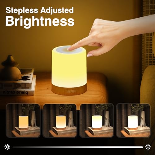 UNIFUN Night Light, Touch Lamp for Bedrooms Living Room Portable Table Bedside Lamps with Rechargeable Internal Battery Di...