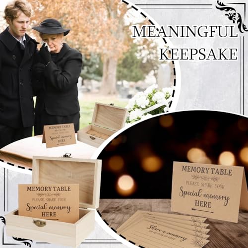 Lebsitey Share A Memory Card for Celebration of Life Decorations- 50 Pcs Memory Cards with Wooden Box for Funeral Graduati...