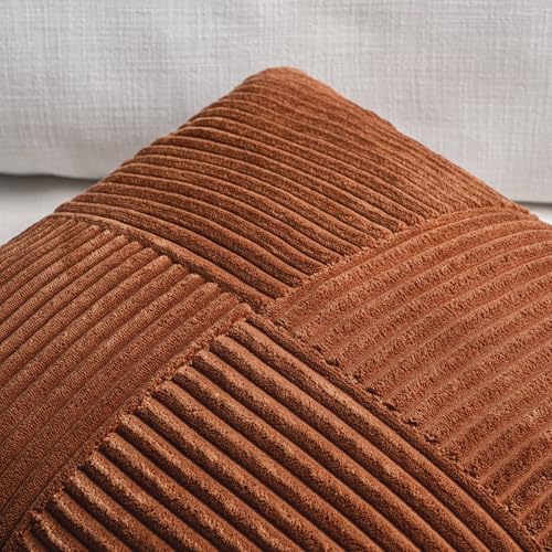 Fancy Homi 2 Packs Rust Boho Decorative Throw Pillow Covers 18x18 Inch for Couch Bed Sofa, Farmhouse Fall Home Decor, Soft...