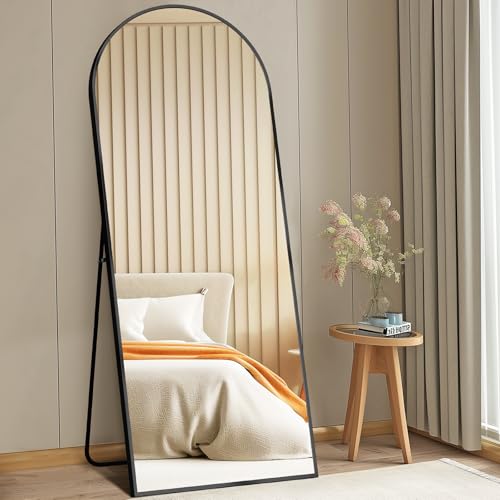 DUMOS Arched Full Length Mirror with Stand 64"x21" Floor Standing Aluminum Frame for Bedroom Body Hanging Leaning Modern S...