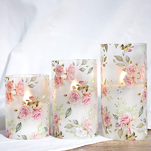 Silverstro Rose Flameless Candles with Remote Real Wax Blinks Glass Battery Operated Candles - Home Party Wedding Thanksgi...