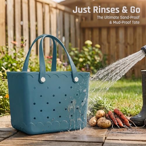 Armerssi X-Large Rubber Tote Beach Bag for Women | Medium Durable Rubber Bag Waterproof Washable Versatile Tote Bags