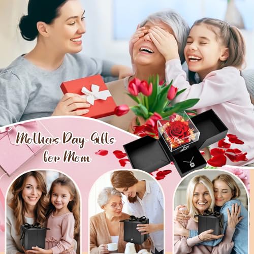 Mothers Day Gifts for Mom: Forever Real Rose with Heart I Love You Necklace Christmas Birthday Anniversary Valentines Day ...