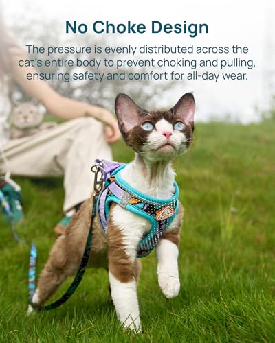 PetThem Upgraded Cat Harness and Leash Set - Step-in Escape Proof Adjustable Cat Harness, Comfortable Soft Lightweight, Re...