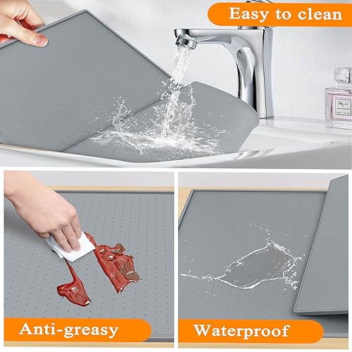 Water Cooler Mat, 24'' x 16'' Non-Slip Water Dispenser Mat with Raised Edge, Waters Cooler Floor Tray for Bedrooms, Kitche...