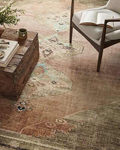 Loloi Magnolia Home by Joanna Gaines Sinclair Collection SIN-06 Clay/Tobacco 2'-3" x 9'-6", .25" Pile Height, Machine Wash...