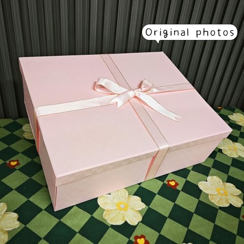 YINUOYOUJIA Large Gift Box 16.5x13x5.5 inches,Pink Gift Box for Presents,Birthday,Valentine's Day,Mother's Day,Christmas,A...