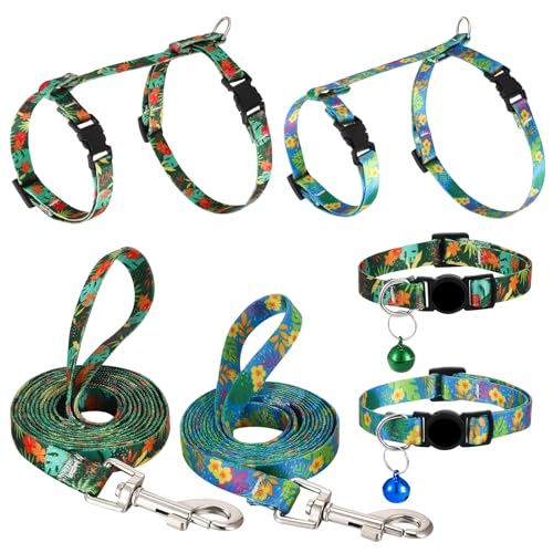 2 Pack Cat Harness and Leash Set - Escape Proof Adjustable Cat Harness, Outdoor Travel Harness for Cats & Kittens