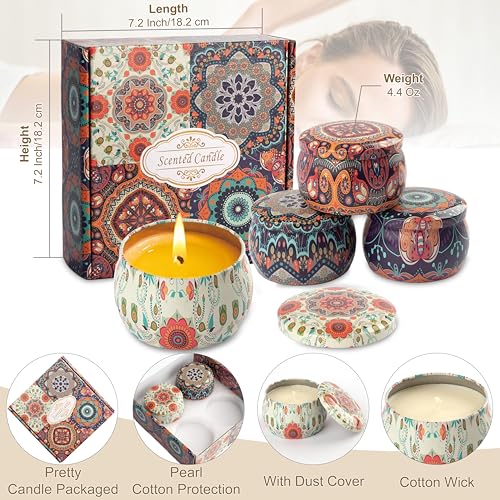 Auralome Scented Candles Gift Set - Women Candle Natural Soy Wax Aromatherapy Candle Stress Relief Small Gifts 120H Burnin...