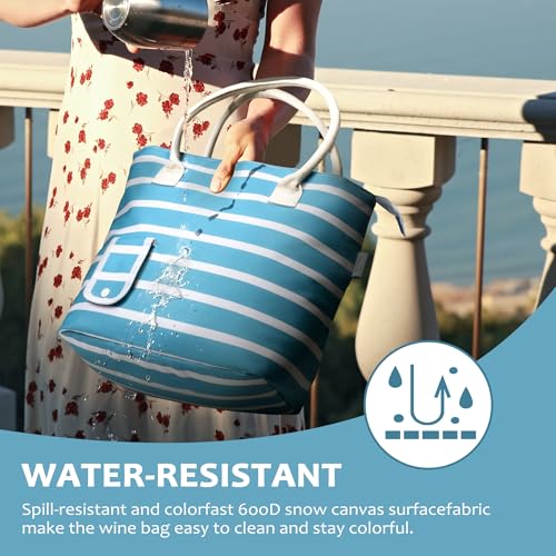 Tirrinia Wine Tote Bag, Beach Cooler for Travel Gift, Drink Purse Travel Bag with Spout for Picnic, BYOB, Party, Dinner, Pool