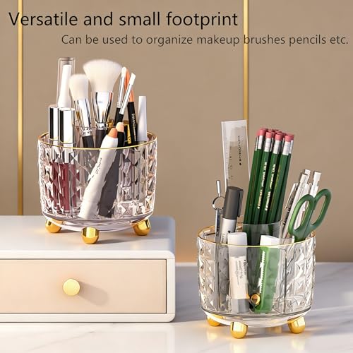 GOTOBA 360° Rotating Pencil Holder for Desk, Makeup Brush Holder with 6 Slots, Desk Organizer for Writing Utensil, Office ...