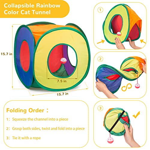 Retro Shaw Cat Toys Pack 33Pcs, Interactive Kitten Toys for Indoor Cats Kitty with Collapsible Play Tunnel Tent, Feather T...