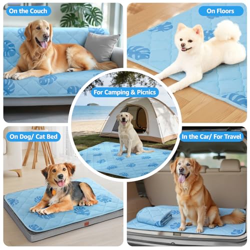 LOOBANI Dog Cooling Mat for Small Dogs Cats - 40"x28" Pet Cooling Mat with Anti-Slip Bottom, Waterproof Self-Cooling Dog P...