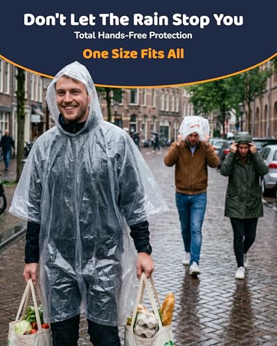 Hagon PRO Disposable Rain Ponchos for Adults (5 Pack)