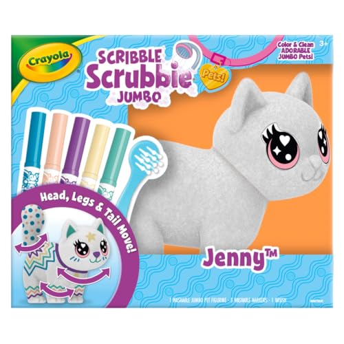 Crayola Scribble Scrubbie Jumbo Toy Cat, Large Posable Animal for Kids, Birthday, Gift for Girls & Boys, Washable Coloring...