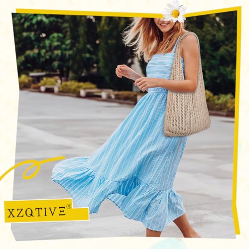 XZQTIVE Crochet Tote Bag for Women Mesh Beach bag for Summer Vacation Aesthetic Hobo Knit Shoulder Bag