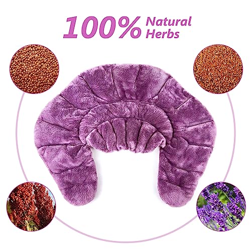 RelaxCoo Microwavable Heating Pad for Neck, Shoulders, and Back - Weighted Neck Warmer with Moist Heat, Purple, Lavender S...