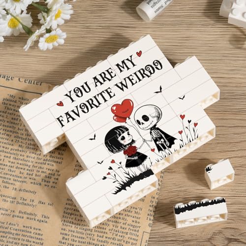 IDELTIME Anniversary Sign Gifts for Men Women, Gothic Building Blocks Puzzle Plaque, Romantic I Love You Birthday Gifts fo...