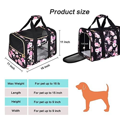 Petmolico Cat Carrier Soft-Sided Pet Bag for Small Medium Cats Puppies 16LBs - Airline Approved Pet Travel Carrier 3 Open ...