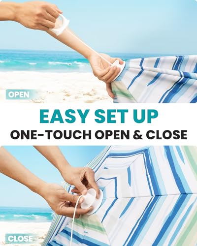 OutdoorMaster Pop Up Beach Umbrella, Portable Beach Tent Shelter, Beach Shade Sun Canopy with UPF 50+ UV Protection, Exten...