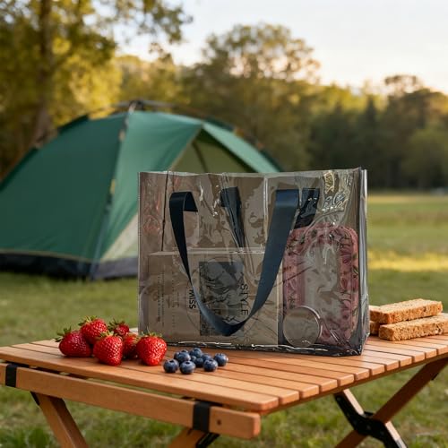 TotePrint Holographic PVC Beach Bag Waterproof - 18×13×6inch Large Clear Tote for Women Men Pool Travel Sandproof Carry All