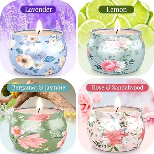 BlissfulOasis Scented Candles Set, 17.6 oz 4 Pack Home Scented Candles, 100-120 Hours Candle Set for Men and Women, Long L...