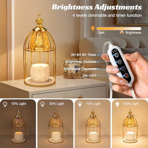 Shang Chiang TantaScent Electric Candle Warmer Lamp in Vintage Birdcage Design with Timer – Scented Jar Candle Melter for ...