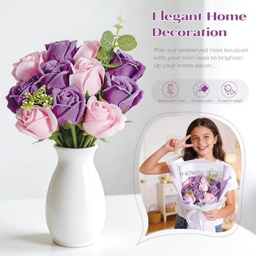 Preserved Flowers, Eternal Flower Roses Bouquet for Mom Grandma Wife Women Girlfriend on Mothers Day Gifts Anniversary Bir...