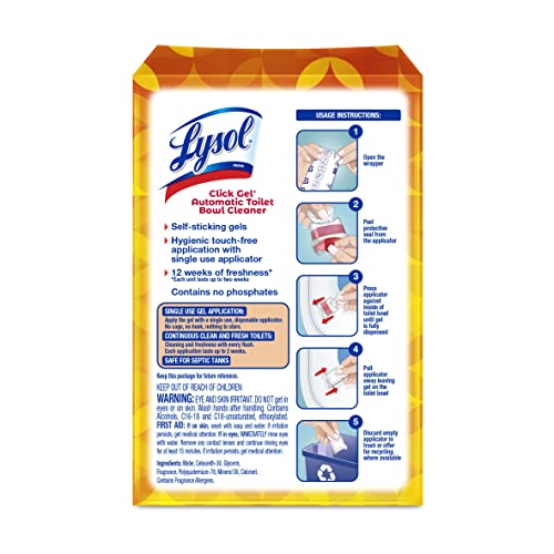 Lysol Click Gel Automatic Toilet Bowl Cleaner, Toilet Gel Stamp, Toilet Freshener, Bathroom Essentials, Refreshing Mango &...