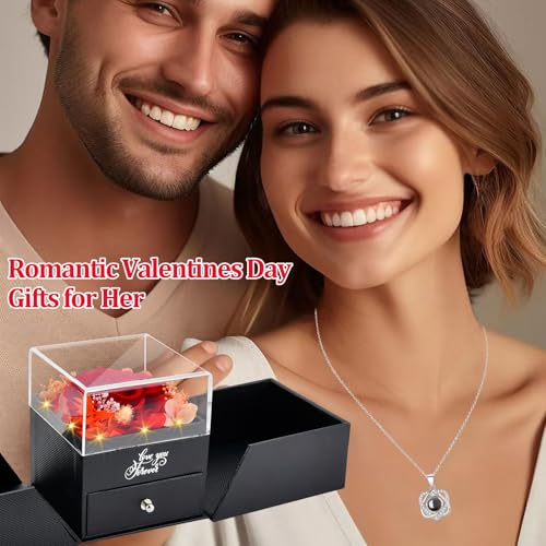 Mothers Day Gifts for Mom: Forever Real Rose with Heart I Love You Necklace Christmas Birthday Anniversary Valentines Day ...